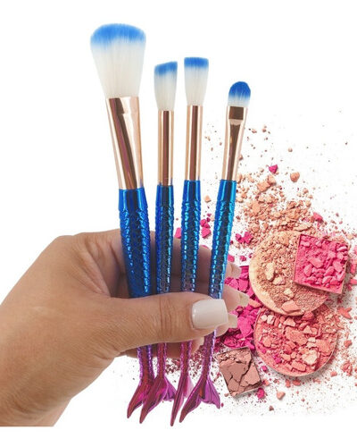 Set 4 Brochas Pinceles Para Maquillaje Cola De Sirena