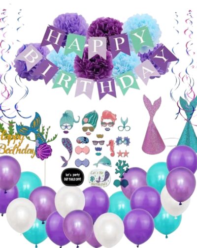 Set Decoracion Cumpleaños Fiesta Infantil Diseño Sirena