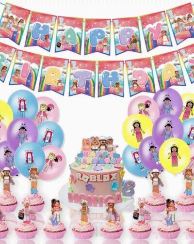 Set Decoración Fiestas Cumpleaños Videojuegos Roblox Niña Globos