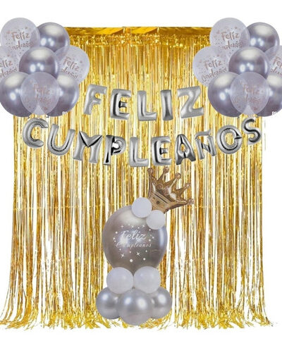 Set Decorativo Fiesta Cumpleaños Kit Cotillón Globo Cortina