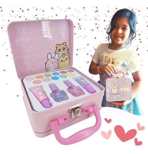 Set Mini Maleta Maquillaje Belleza Infantil Para Niñas Sombras Esmalte –  Practiko y Divertido