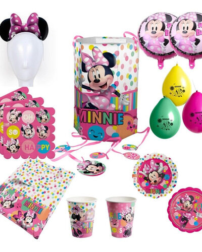 Set Cotillón Globos Decoración Fiesta Infantil De Minnie