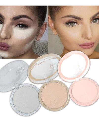 Set Polvo Compacto Traslucido Atenuador Maquillaje Facial