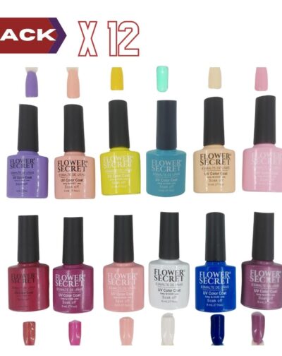 Kit Esmaltado Uñas Permanente Flower Secret Pack 12 Colores Variados