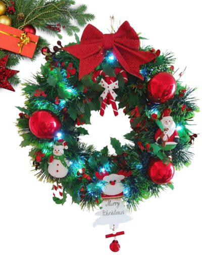 Corona de Navidad Decoración para Puerta con Luces Led