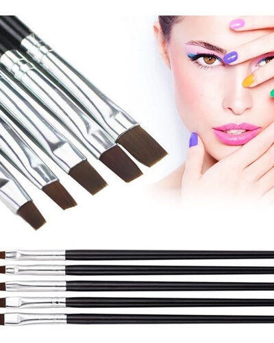 Set De 5 Pinceles Para Uñas Uv Gel Y Polygel Manicure