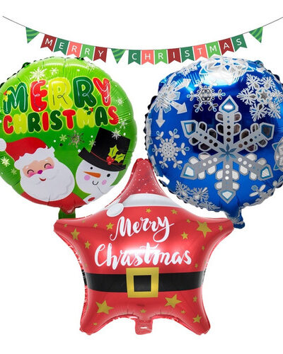Set Globos Metálicos Diseño Navidad Año Nuevo Fiesta Varillas
