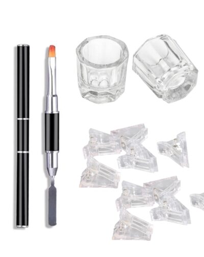 Pinzas Clip Dual System Pincel Espatulado Y Bowl Polygel