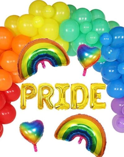 Arco De Globos Latex Y Foil Multicolor Arcoíris Fiesta Pride