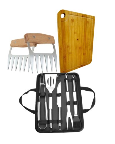 Kit Asado Quincho Set Parrillero Cuchillo Garra Tabla Picar