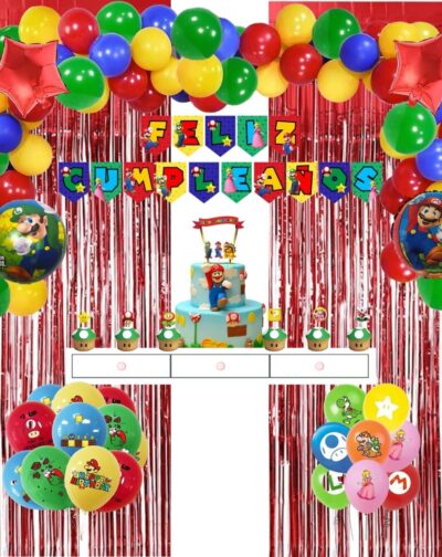 Pack Decoración Fiesta Cumpleaños Niños Cotillón Mario Bross