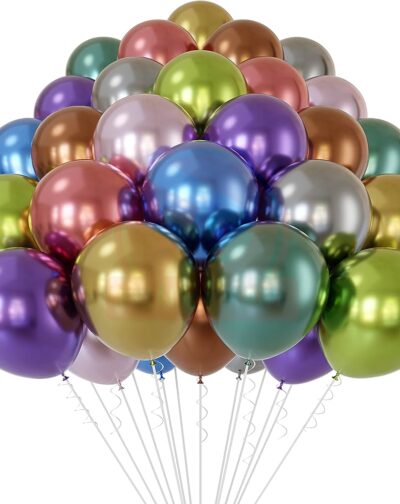 Pack 24 Globos Chrome R12 30 Cm Cromado Metálico Resistente