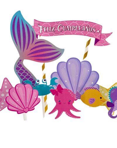 Kit Toppers Tortas Cupcake Mundo Marino Cotillón Cumpleaños