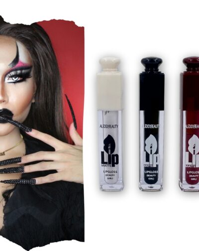 Kit LipGloss Colores Negro Blanco Rojo Halloween Sexy Makeup