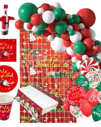 Set Decorativo Diseño Cena Navidad Plato Vaso Servilleta