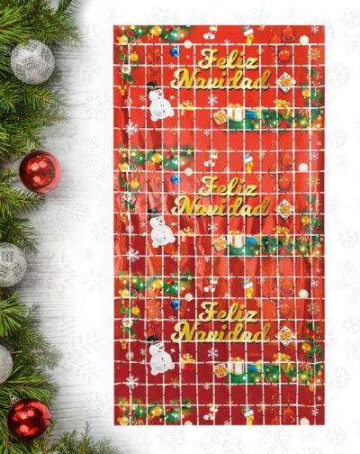 Cortina Decoración Navidad Metálica Foil Cena Navideña