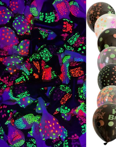 Pack 12 Globos Fluorescentes Fiesta Cumpleaños Neón 30cm