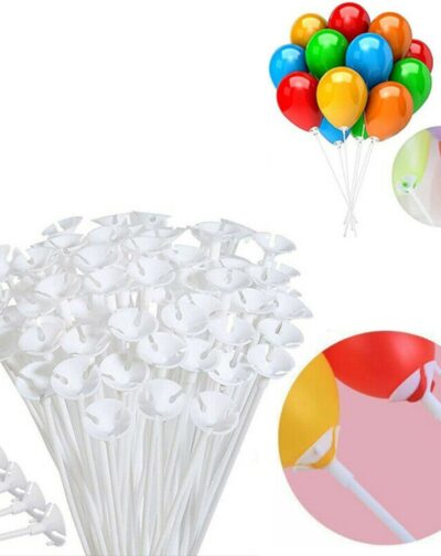 Soporte De Globos 25 Varillas con Base Blanco y Multicolor
