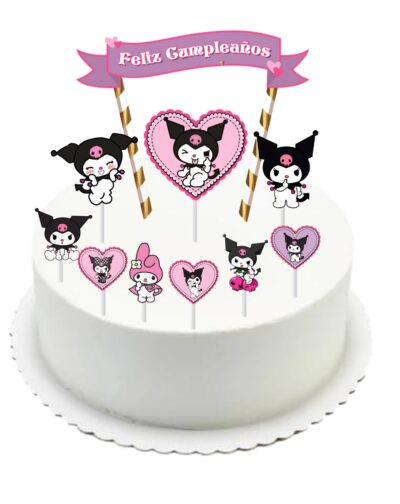 Kit Topper Tortas Y Cupcake Kuromi Kwai Cotillon Cumpleaños