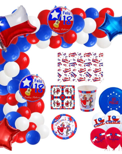 Set Globos Y Cotillón Decoración Fiestas Patrias Feliz 18