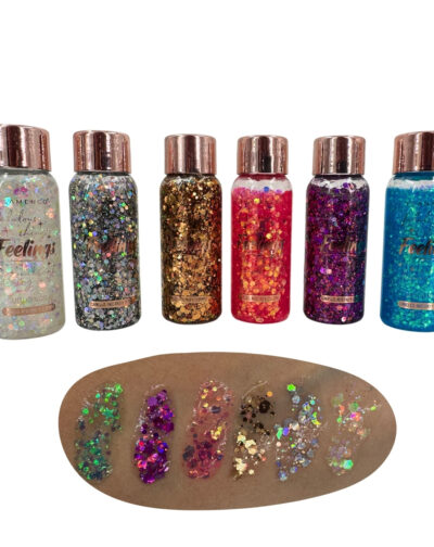 Glitter Gel Pelo Rostro Cuerpo Brillo Máximo Flamenco Pack 6