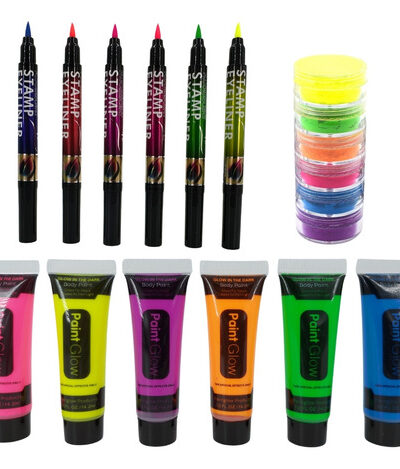 Set Maquillaje Neon Fluor Polvo Pinturas Y Delineador Ojos