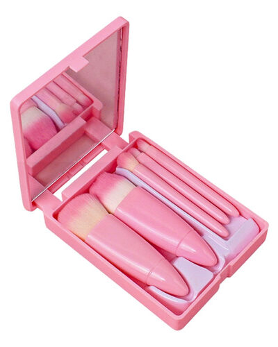 Set De Brochas Para Maquillaje Estuche con Espejo.